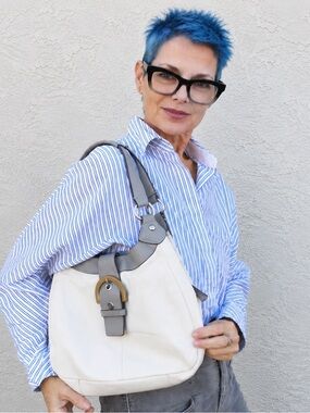 Coach Lynn Hobo F17219 Ivory Leather Buckle Shoulder Bag